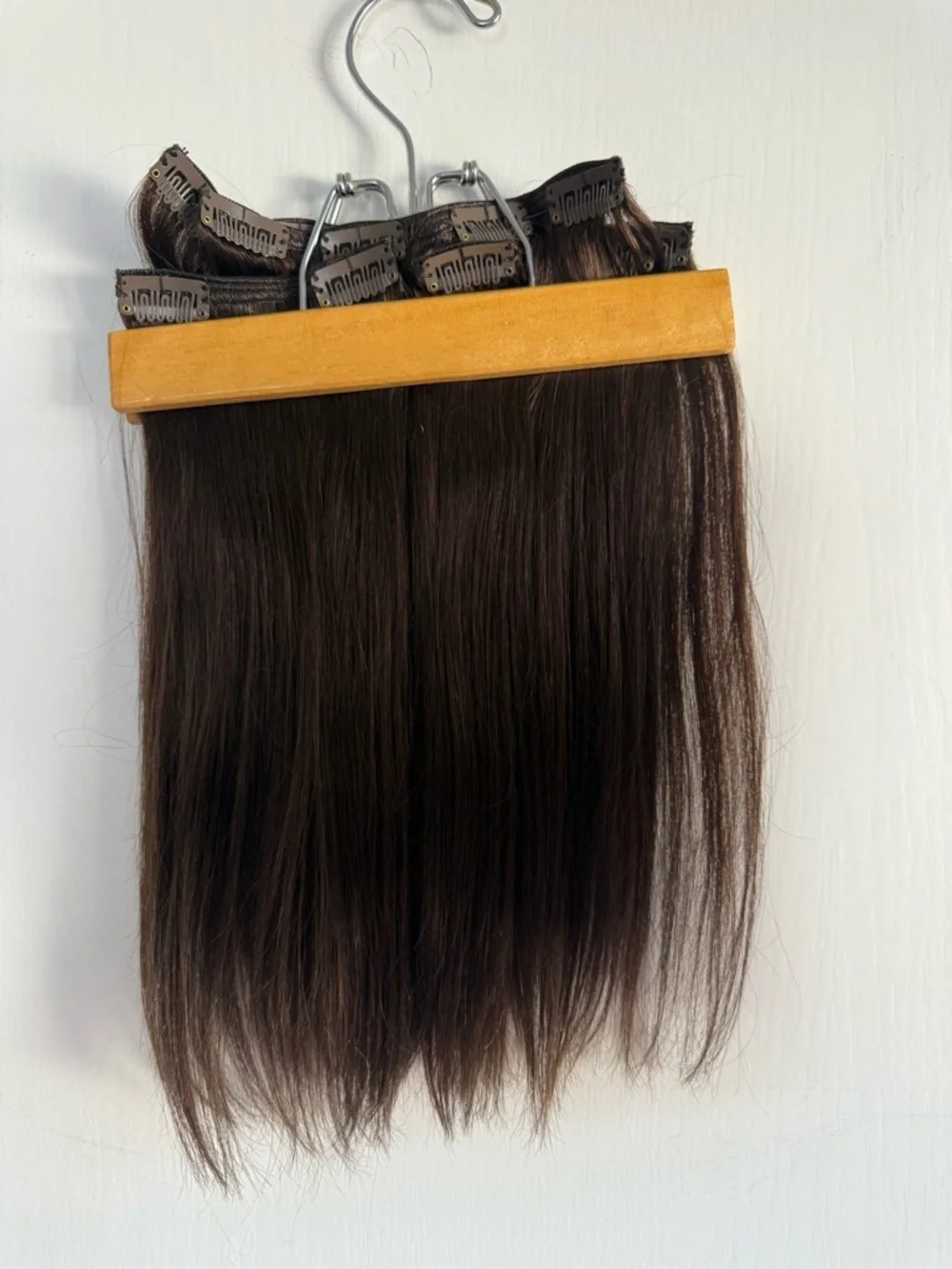 12”Brown Human Hair Clip-in Extensions 100% Human Hair